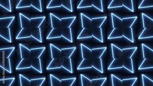 Blue Neon Glowing Geometric Rotating Square Pattern VJ Motion Graphic Loop Background for Club Visuals and Cyberpunk Events.