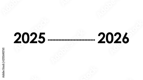2025 to 2026  with line draw animation on white background