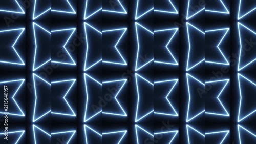 Electric Blue Neon Arrow Grid Kaleidoscope Geometric Seamless Motion Graphic Loop Background for Concert Stage Backgrounds.