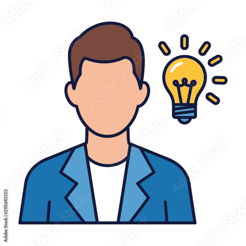 Foto Businessman with light bulb idea concept inspiration innovation thinking