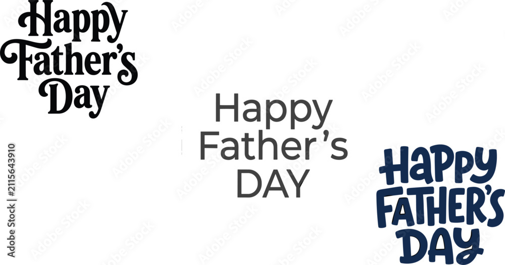 Obraz premium Happy Fathers Day calligraphy and typography badge set vector design for greeting cards and apparel printing