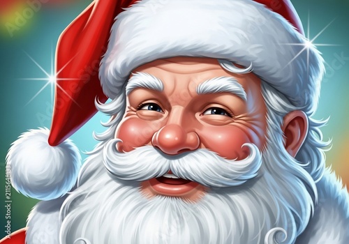 Joyful Santa's Sparkle: Warm Portrait, Festive Glow
