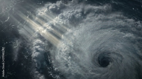 Hurricane Storm System Over Ocean Aerial