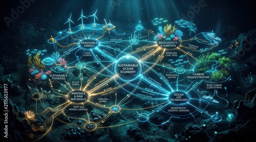 Sustainable Ocean Economy Interconnected Sector Diagram