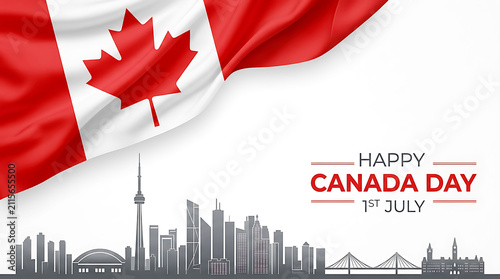 Canada Day Flag City Skyline Greeting