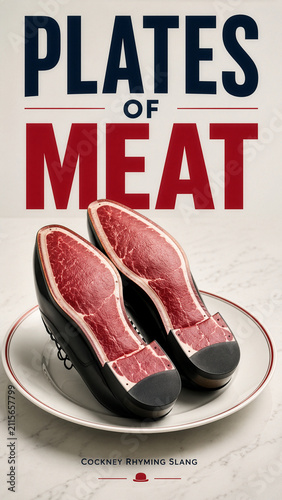 Conceptual Plates of Meat Cockney Rhyming Slang Shoe Steaks Poster