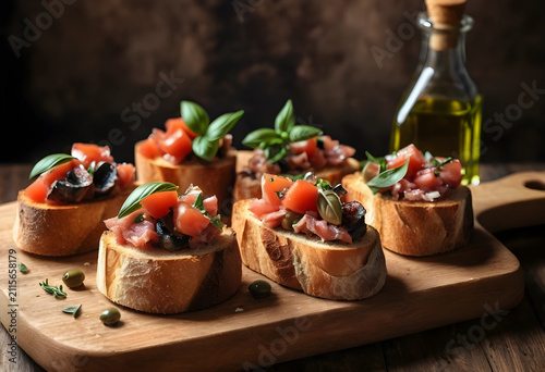 Freshly prepared bruschetta...