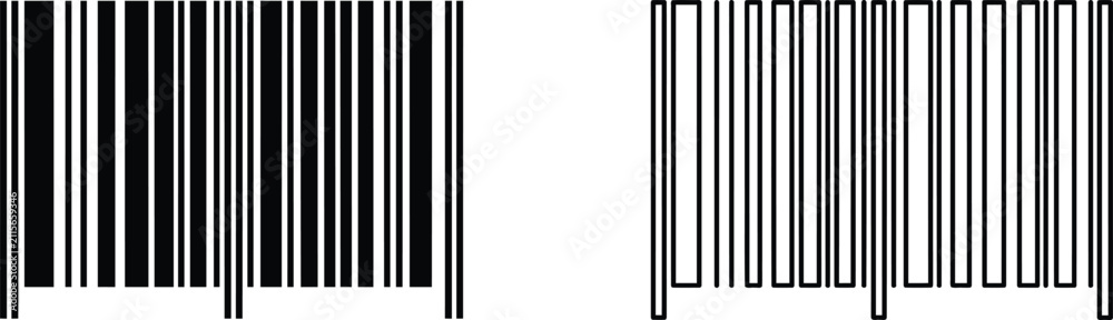 Obraz premium Barcode Pattern Set - Traditional and Outline Style Vector Illustration