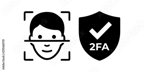 Two-factor authentication icon with face scan illustration