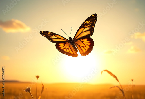 Monarch butterfly in flight...