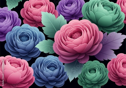 Vibrant Digital Blooms: A Dreamy Canvas of Soft Pastels and Lush Foliage