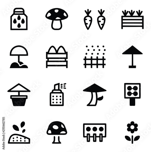 Mushroom Farming Line Icon Set Editable Stroke Vector Illustration
