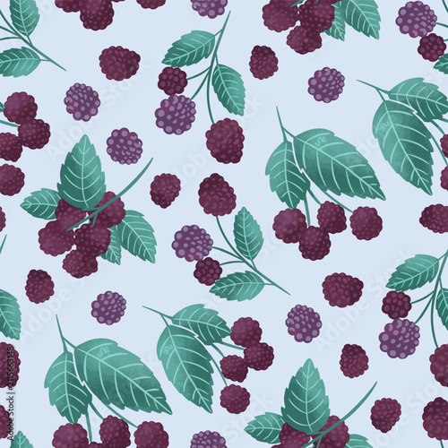 Blackberries fruit seamless pattern design