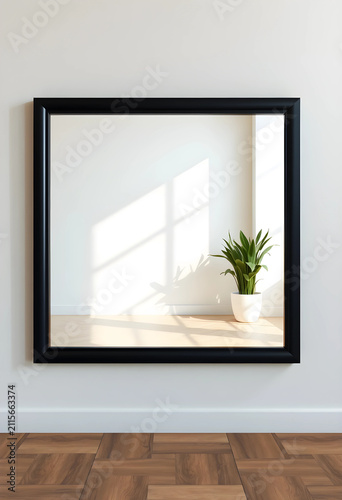 Large black framed mirror r...