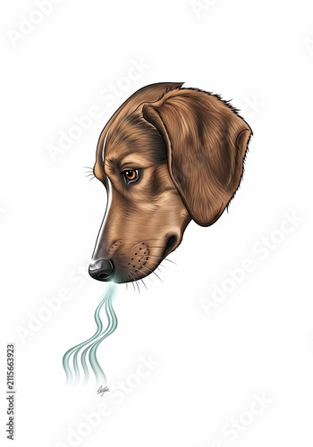 Earthy Hues Capture Hound's Scented Exploration: A Digital Painting.
