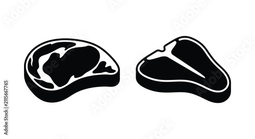 Canvastavla Two Beef Steak Silhouettes On White Background Detailed Cut Illustrations meat r