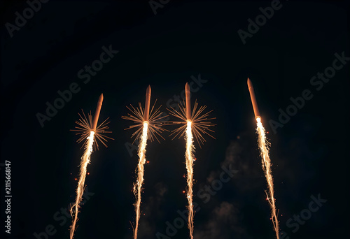 Four fireworks rockets laun...