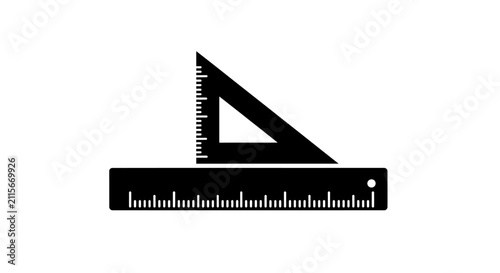 Set square ruler for drawing with ruler white background measurement measuring precision equipment geometry triangle drafting tool