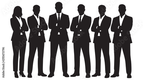 Quadro su tela Six business people standing confidently with arms crossed