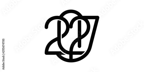 Abstract Number 2027 Logo Design, Modern Typographic Symbol, Minimalist Graphic Element