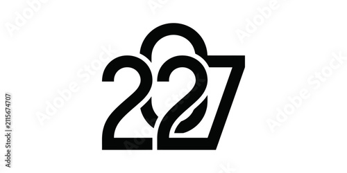 Abstract logo with numbers 227, minimalist design, modern graphic element