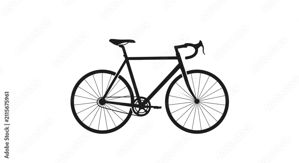 Fototapeta premium Minimalist black bicycle icons in various positions with isolated white background transportation illustration silhouette recreation handlebar