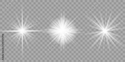 Starlight lens flare overlay with glittering spark effect. Shiny rays, bright white sparkles, light, star, flash, glow