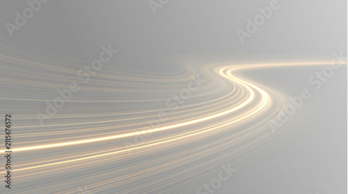 Принти на полотні Fast golden light streams bending into a futuristic speed trail, transparent PNG
