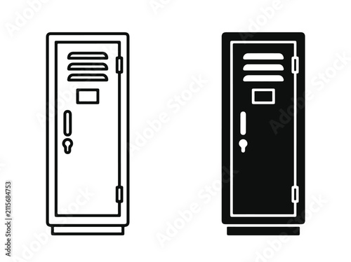Lockers Black and White Icons for Warehouse Equipment Storage