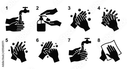 Obraz na płótnie Step by step instructions for proper hand washing technique to maintain hygiene