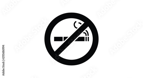 Photography Black and white no smoking sign with a cigarette icon inside a prohibition circl