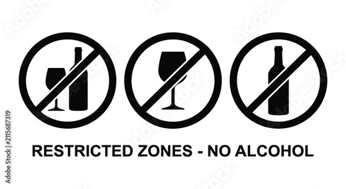 Fotografie Black and white sign indicating restricted zones where the consumption of alcoho