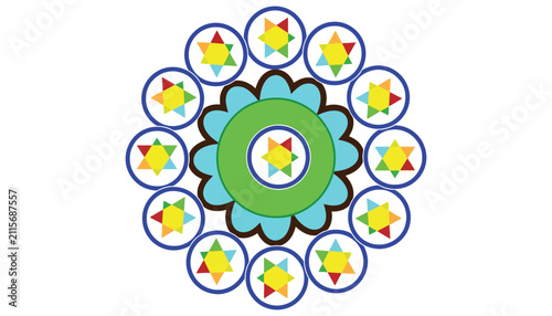 Abstract geometric star pattern mandala floral circle design