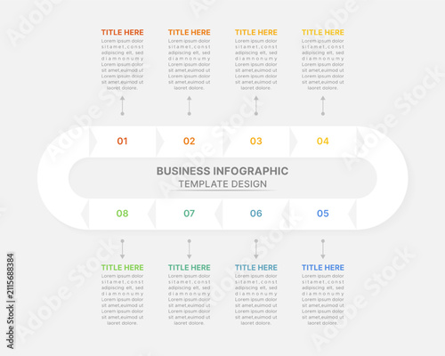8 Steps Business Infographic Template Design for Process Presentation