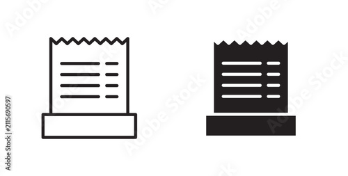 Paper receipt icon for website, apps and UI.