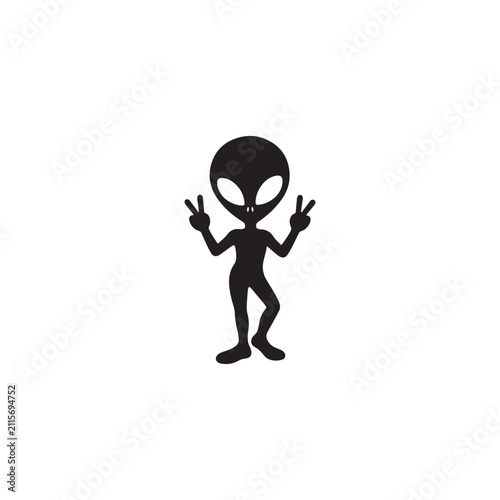Cute Alien Mascot Silhouette