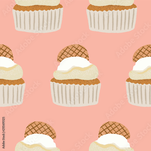 Cupcakes dessert seamless pattern design