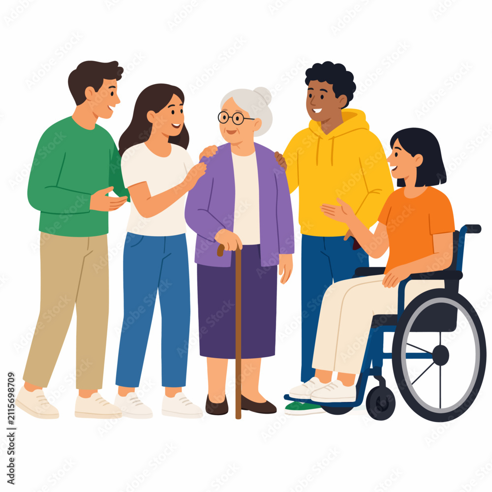 Obraz premium Multigenerational Inclusive Community Sharing Support and Friendship