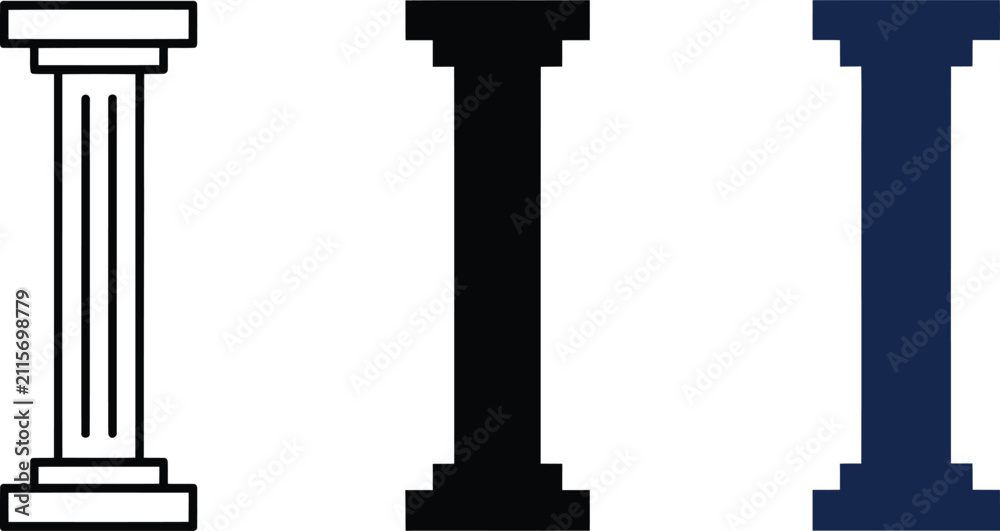 Obraz premium Classical column silhouettes and architectural pillars for building support and structure