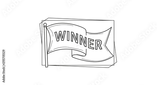 Winner flag icon, success and achievement symbol