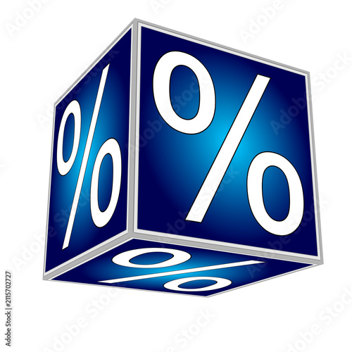 Cube with percent symbol - 3D illustration