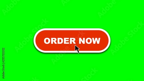 Order Now Red Animated Button E-commerce CTA Green Screen Loop
