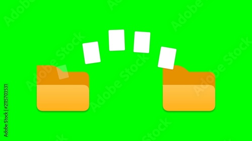 Flat Animated Data Transfer Between Folders Green Screen Motion Graphic Loop