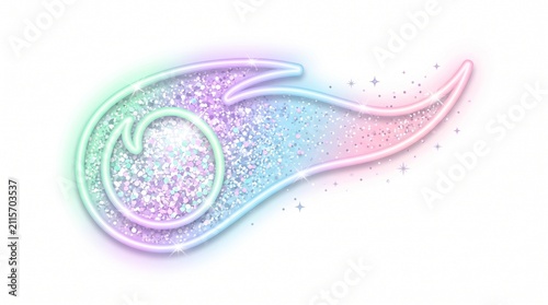 Pastel colorful comet shape with soft gradient glow isolated on transparent background, dreamy abstract cosmic element for creative design, fantasy artwork and modern decoration