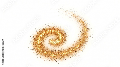 Golden sparkle swirl light effect isolated on transparent background, elegant glowing spiral element for luxury design, festive decoration, magical themes and creative artwork
