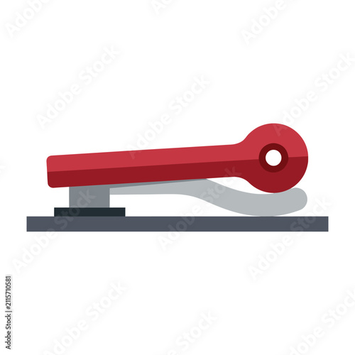 Red switch on a gray base, industrial control mechanism