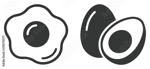 Fotografía Eggs and fried egg icon set