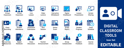 Fotografía Comprehensive Digital Classroom Tools Icon Set