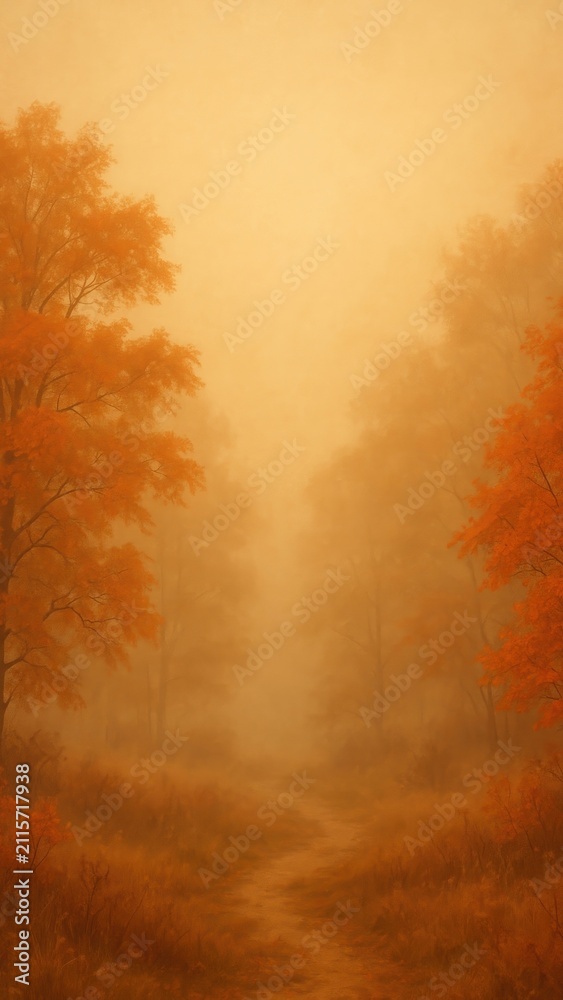 Fototapeta premium Misty autumn forest path mobile wallpaper