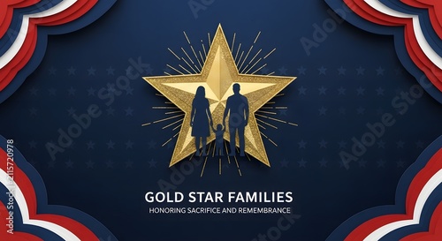 Gold star families honoring sacrifice and remembrance illustration.